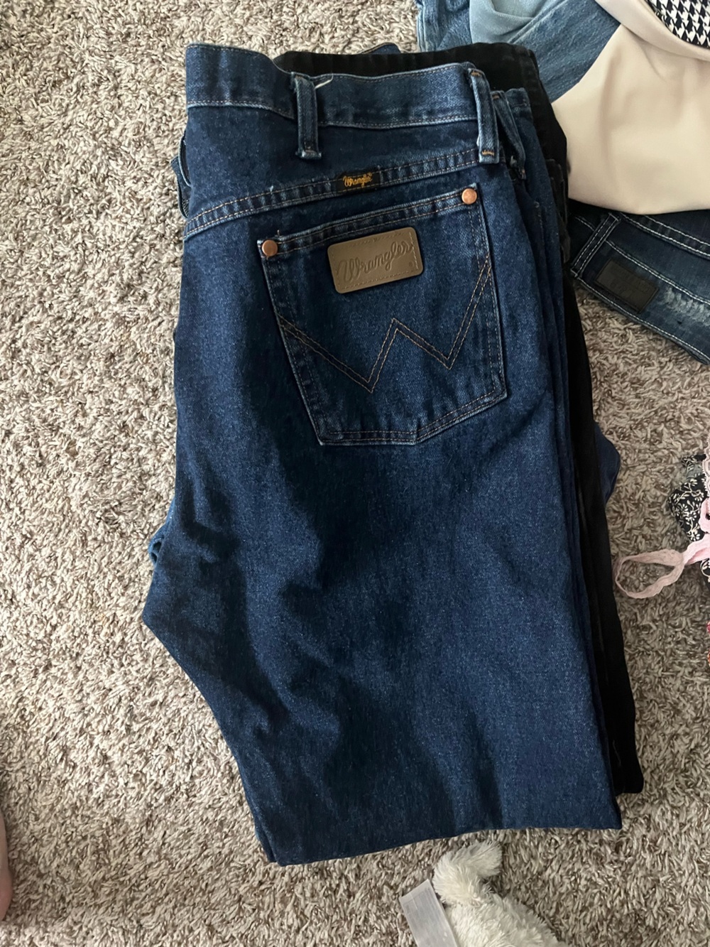 Five Wrangler Men’s Dark Blue and black Denim bootcut Jeans